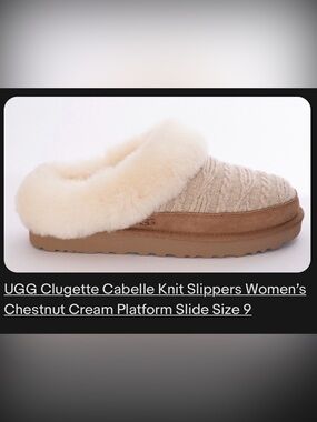UGG Clugette Cabelle Knit Slide in Chestnut and Cream